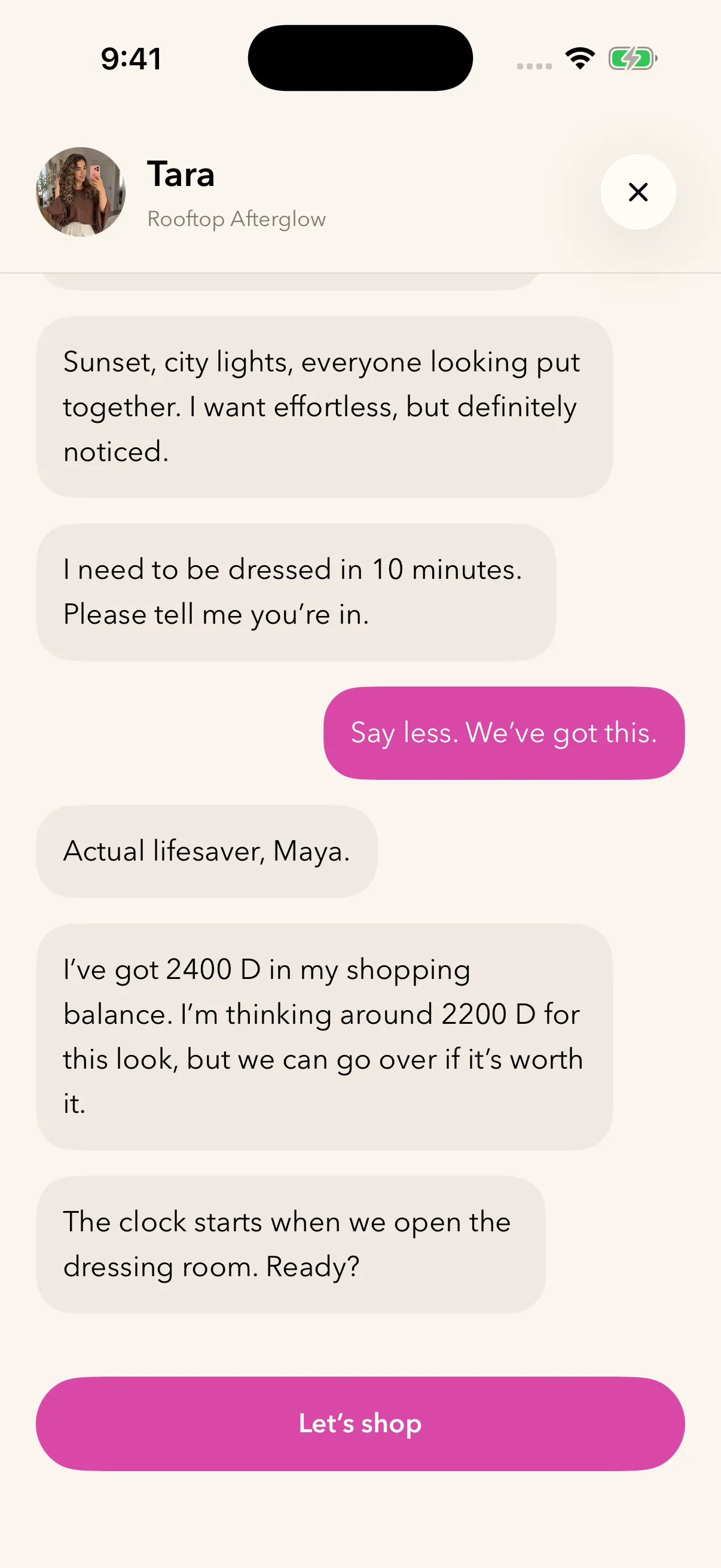 Tara shares the Rooftop Afterglow styling brief in the game