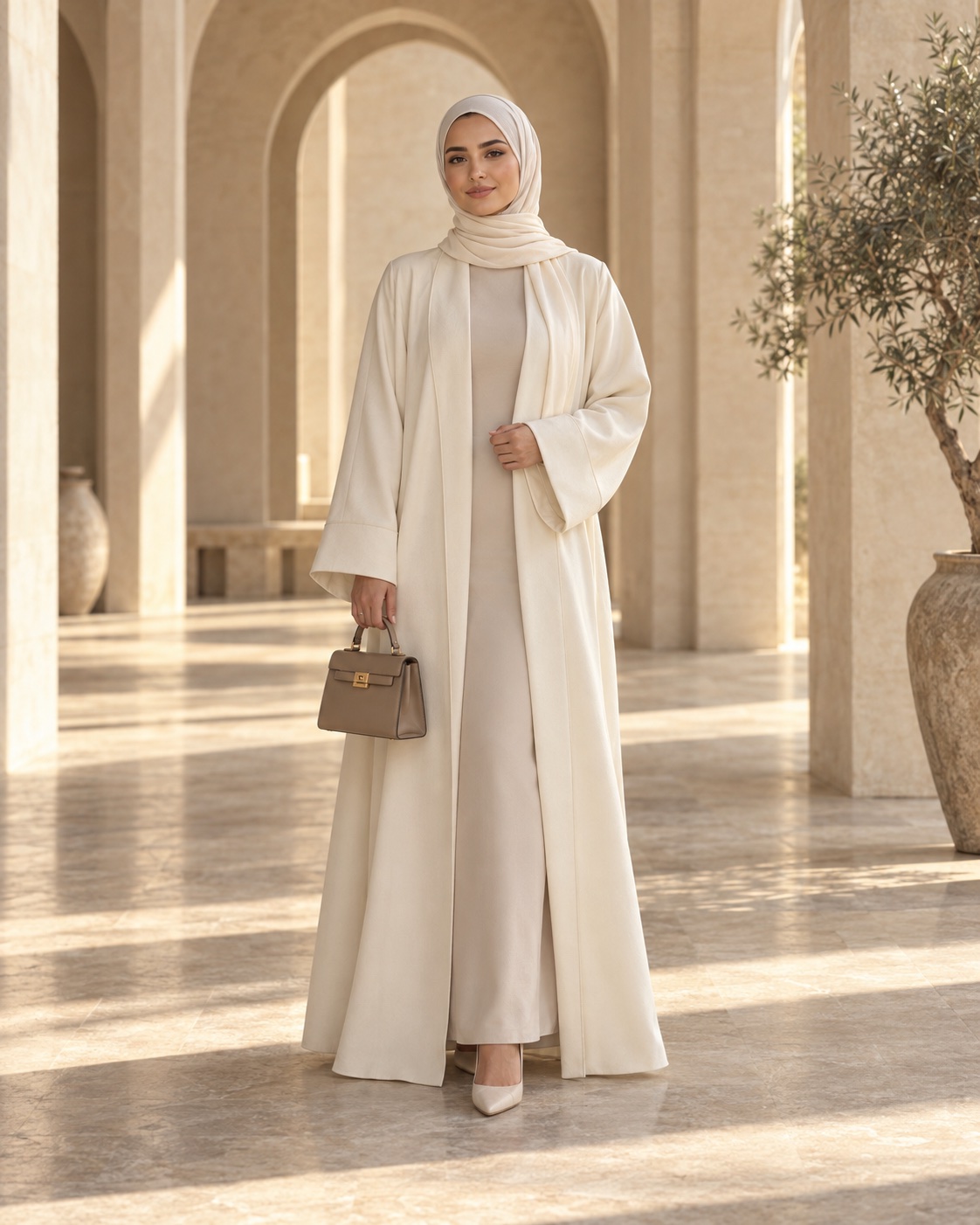 Elegant ivory modest outfit